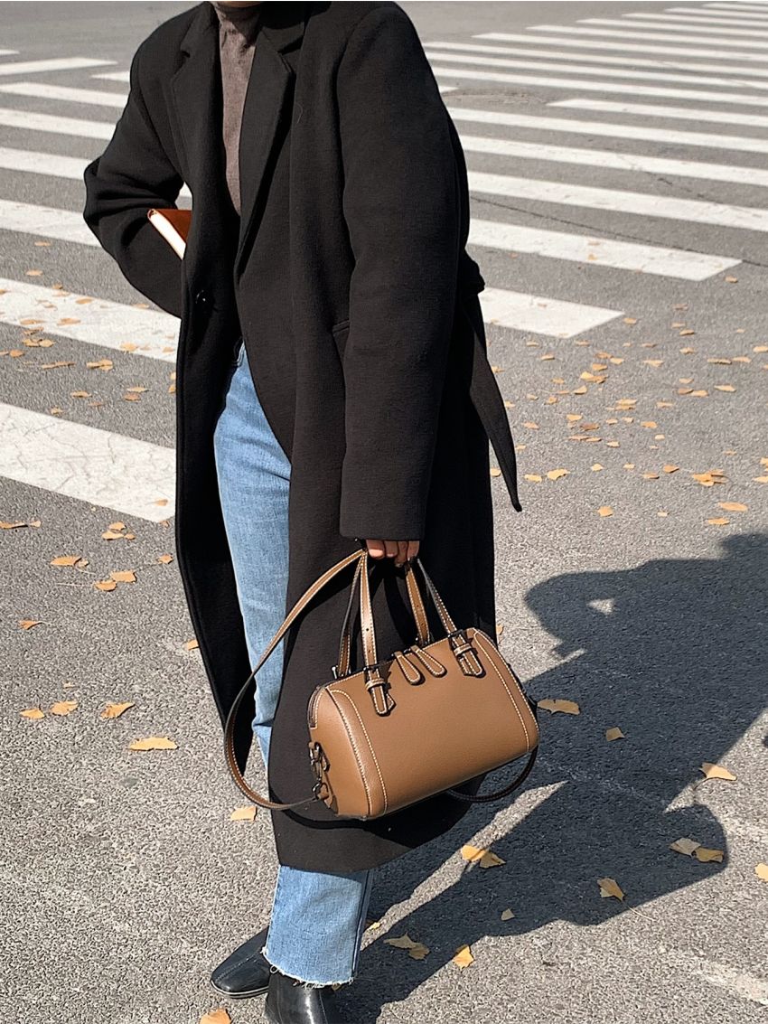 Minimalist Stitch Detail Boston Bag