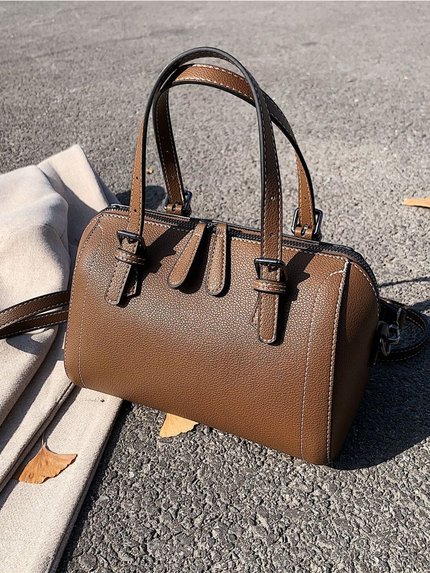 Minimalist Stitch Detail Boston Bag