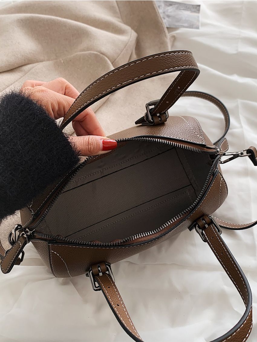 Minimalist Stitch Detail Boston Bag