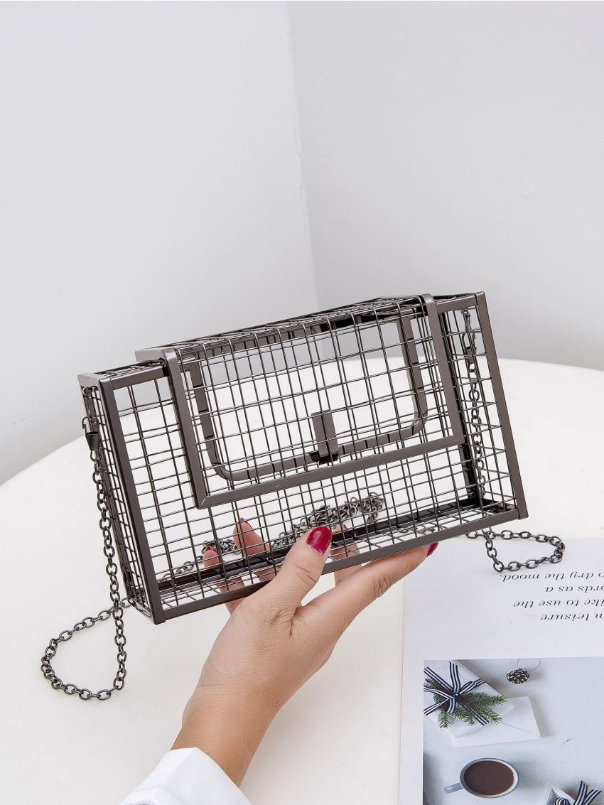 Hollow Out Metal Box Bag