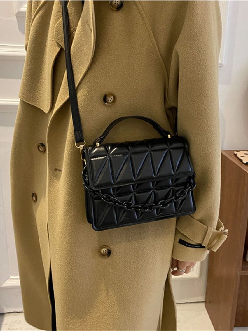 Mini Quilted Pattern Chain Square Bag