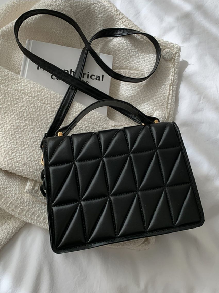 Mini Quilted Pattern Chain Square Bag