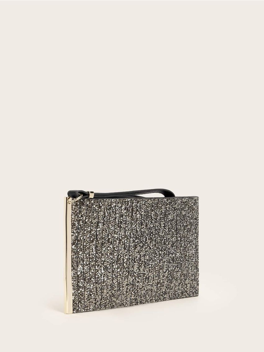 Metallic Zip Clutch Bag