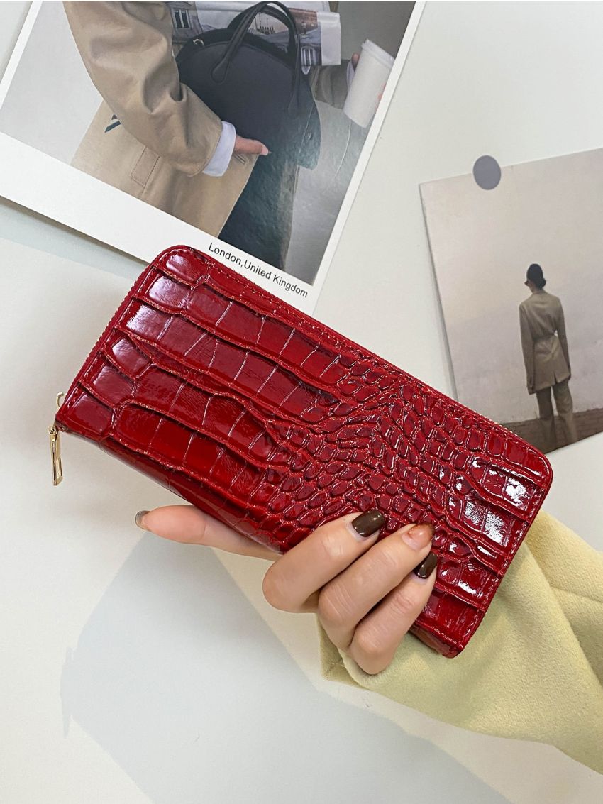 Crocodile Embossed Long Wallet