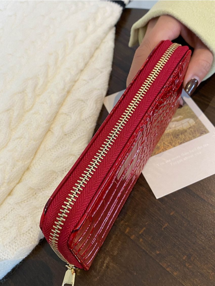 Crocodile Embossed Long Wallet