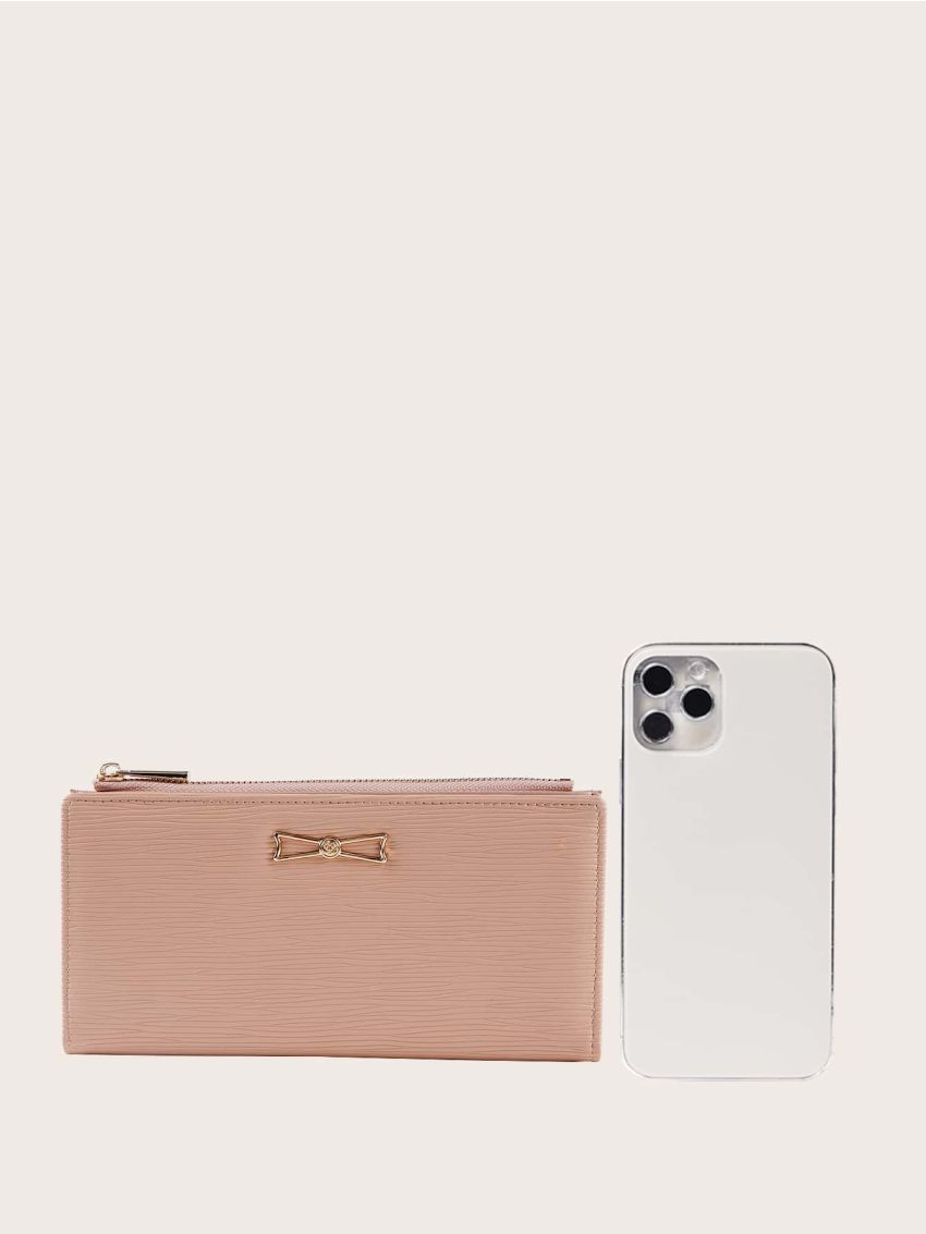 Metal Bow Decor Long Purse