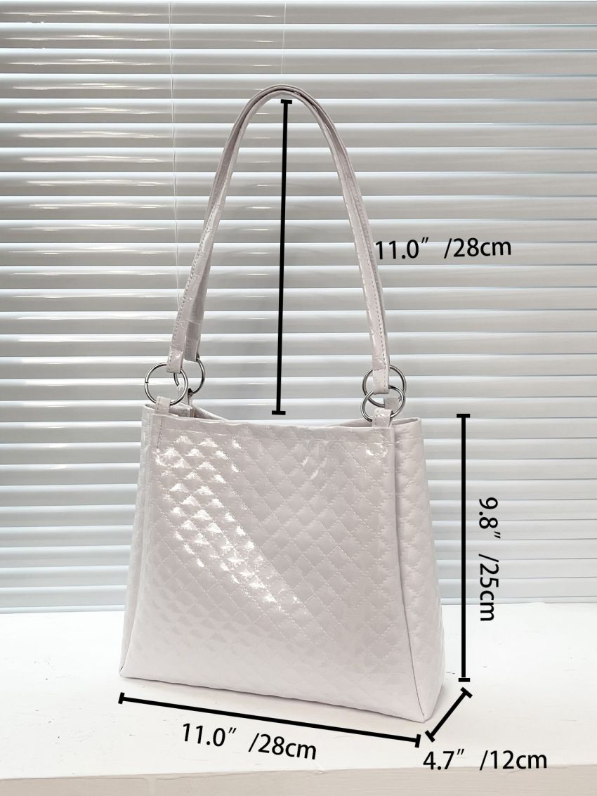 Quilted Embossed Shoulder Tote Bag