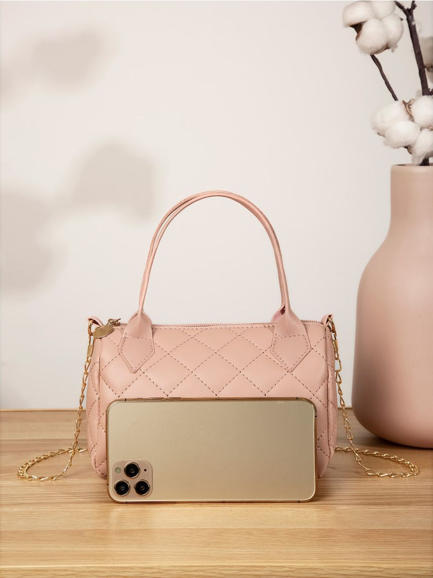 Mini Quilted Embossed Double Handle Boston Bag