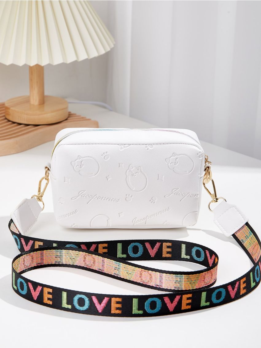 Mini Cartoon Cat Embossed Square Bag
