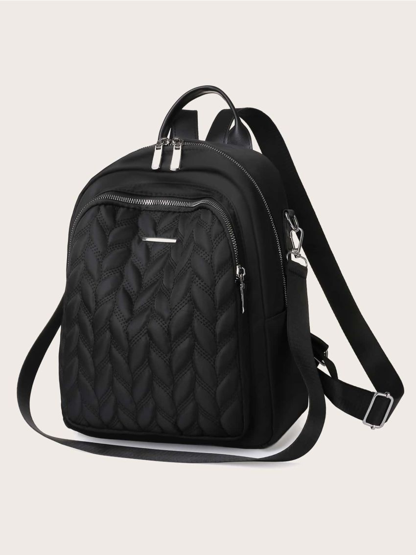 Quilted Pattern Pocket Front Backpack