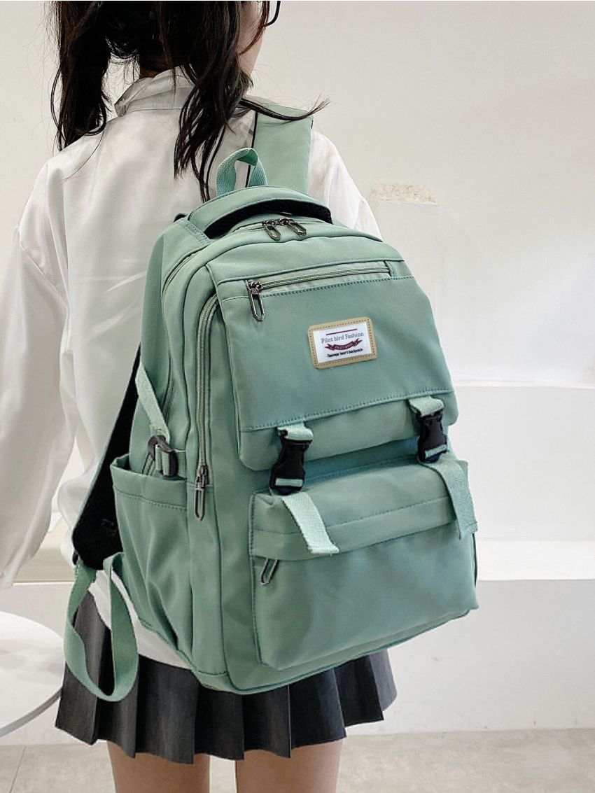 Minimalist Letter Patch Pocket Front Backpack