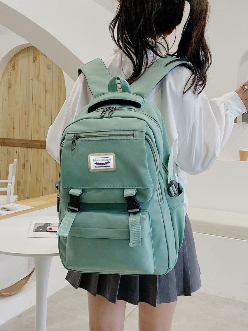 Minimalist Letter Patch Pocket Front Backpack