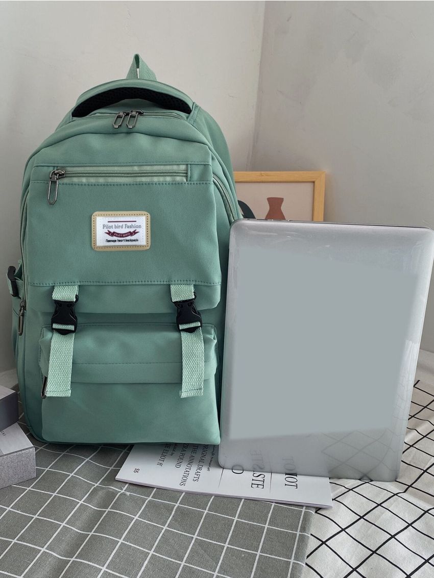 Minimalist Letter Patch Pocket Front Backpack