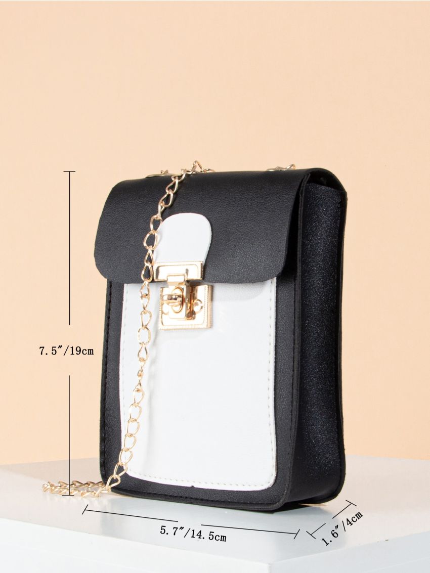 Two Tone Flap Square Bag