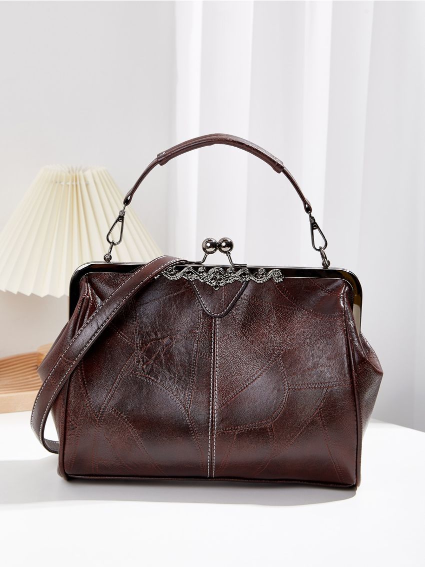 Minimalist Kiss Lock Top Handle Bag