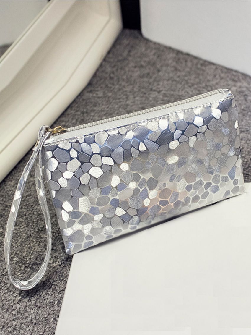Metallic Stone Pattern Long Purse