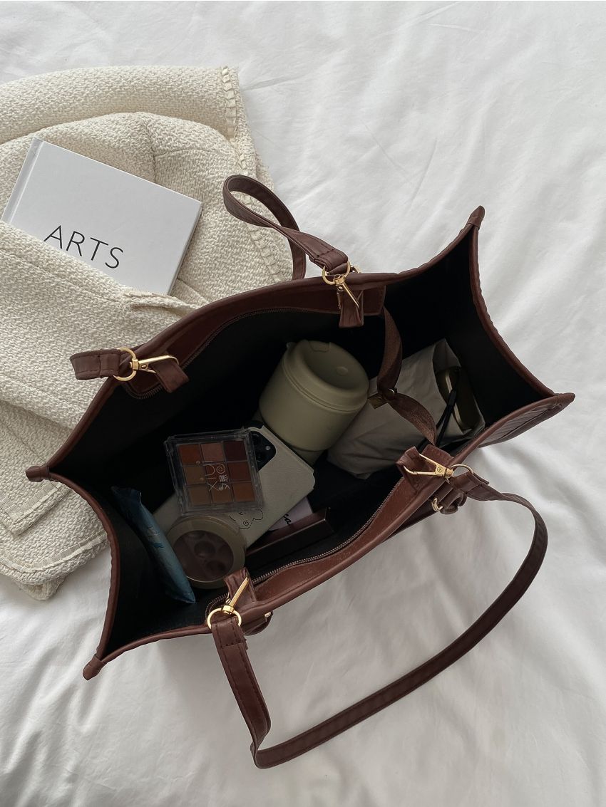 Chevron Embossed Top Handle Bag