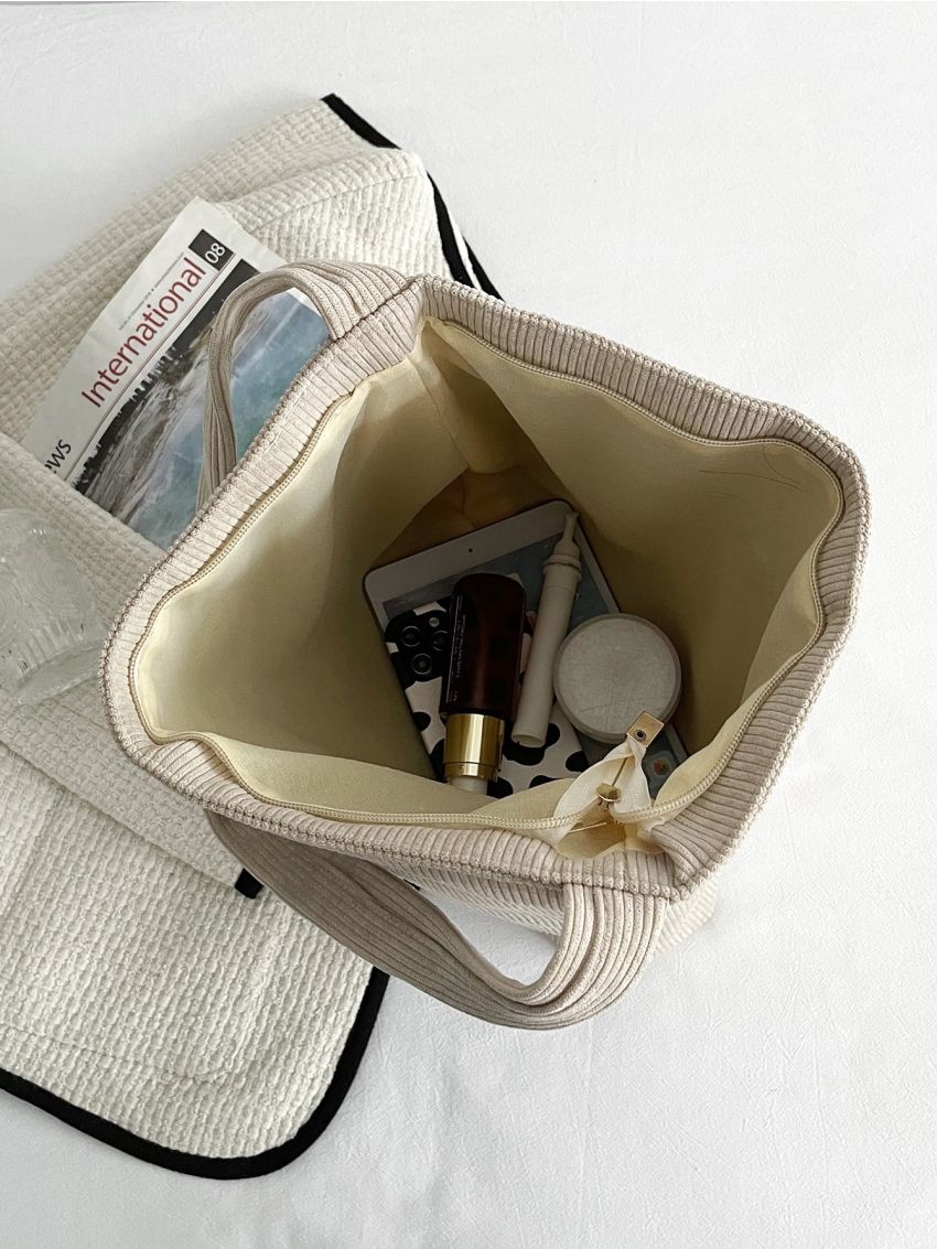 Corduroy Pocket Detail Bucket Bag