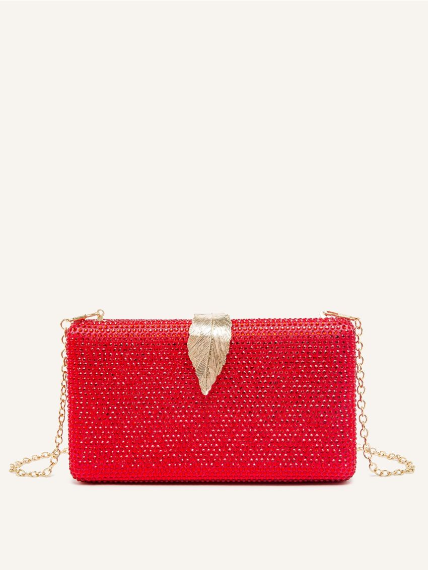 Metallic Leaf Decor Evening Bag