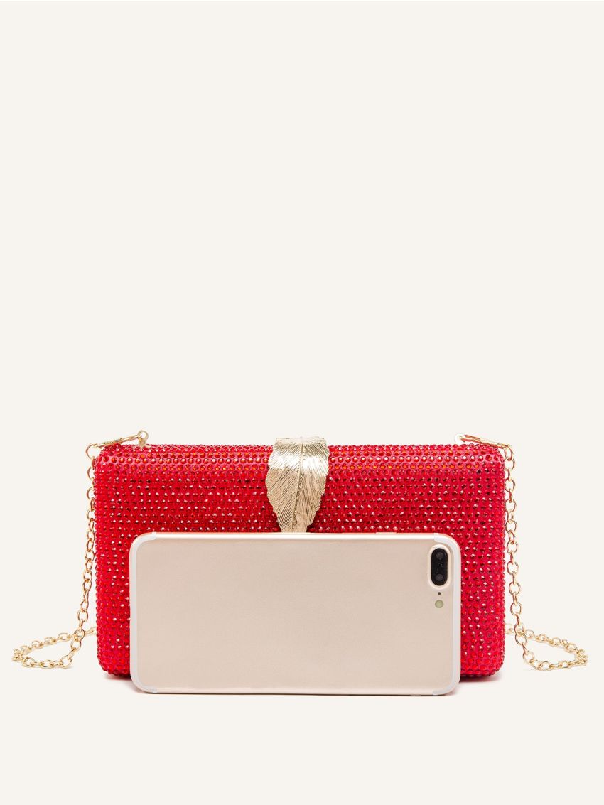 Metallic Leaf Decor Evening Bag