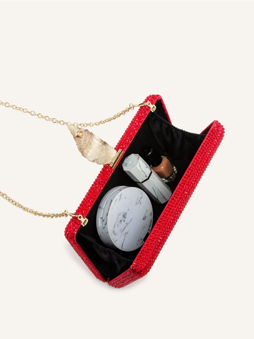 Metallic Leaf Decor Evening Bag