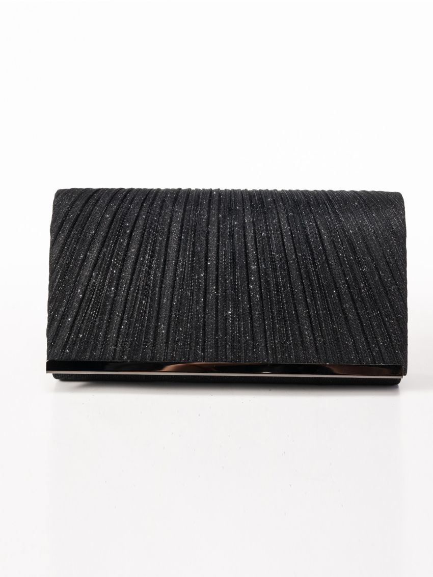 Metal Detail Glitter Evening Bag