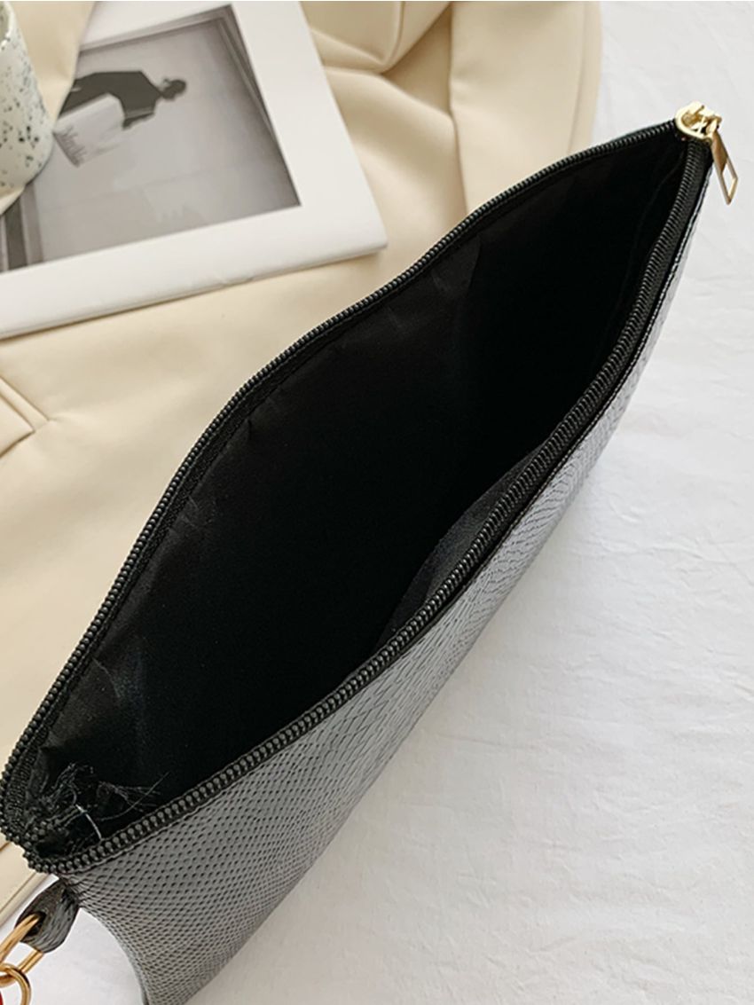 Snakeskin Embossed Zip Square Bag