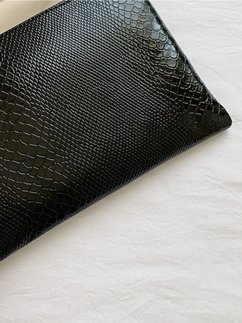 Snakeskin Embossed Zip Square Bag