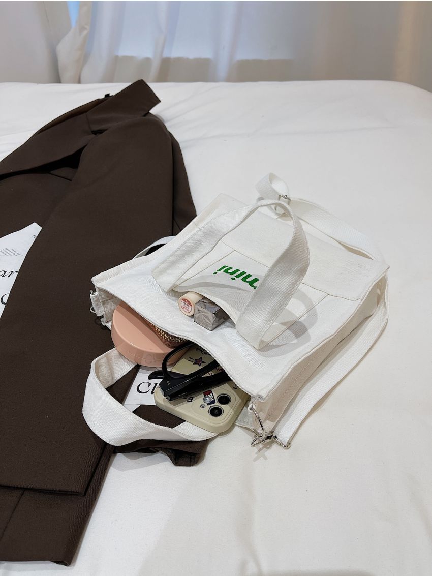 Letter Graphic Satchel Bag