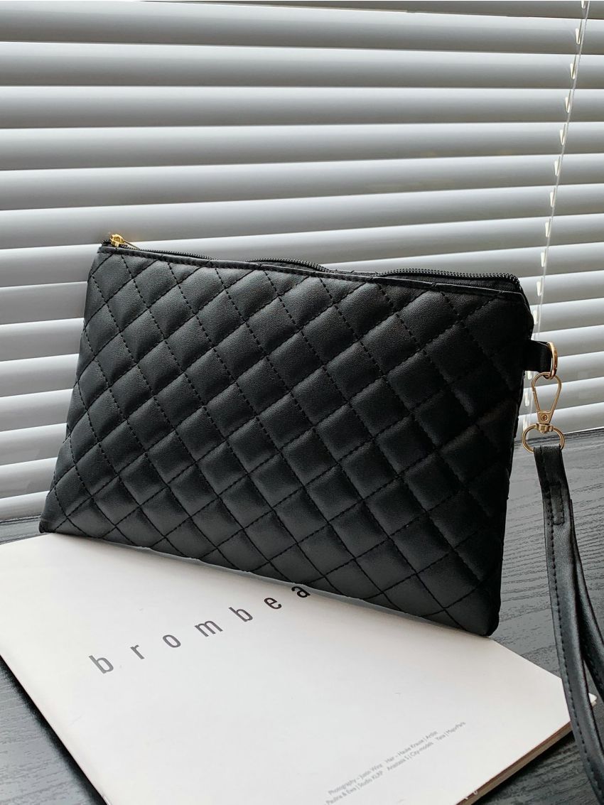 Quilted Clutch Bag With Wristlet