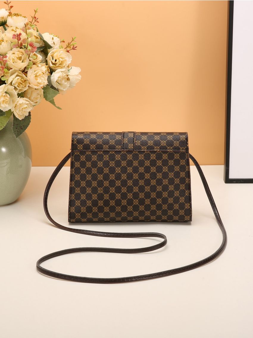 Mini Geo Graphic Push Lock Crossbody Bag