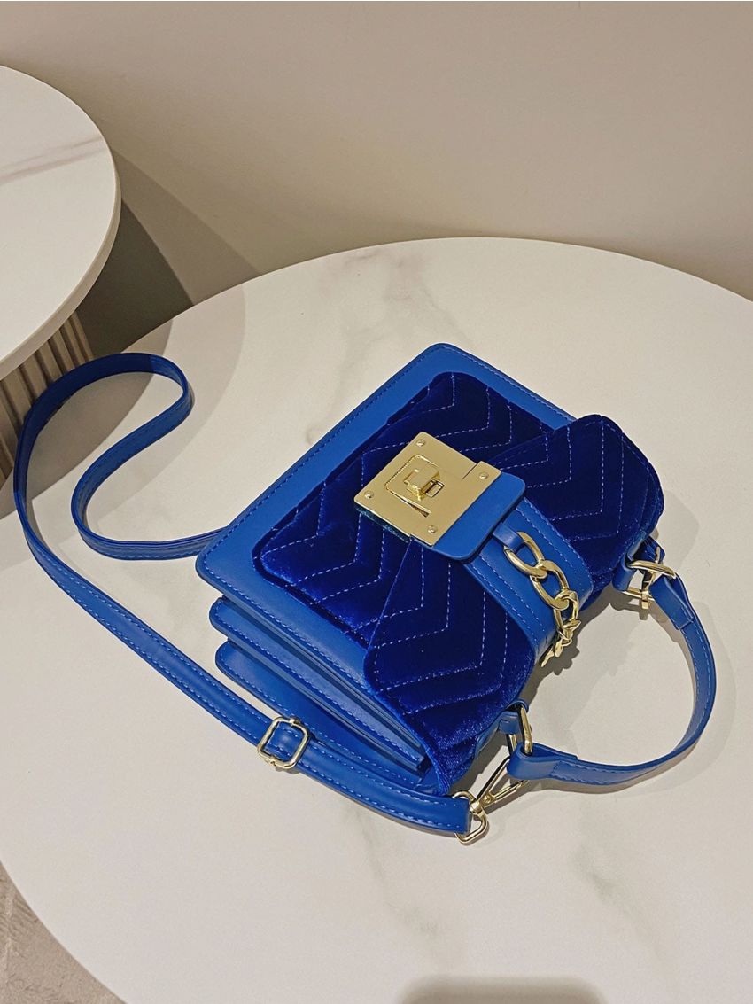 Chevron Quilted Chain Square Bag