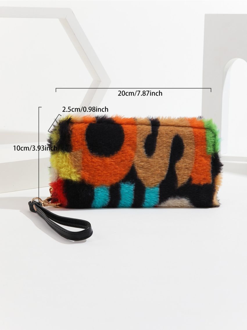 Letter Graphic Fluffy Long Wallet