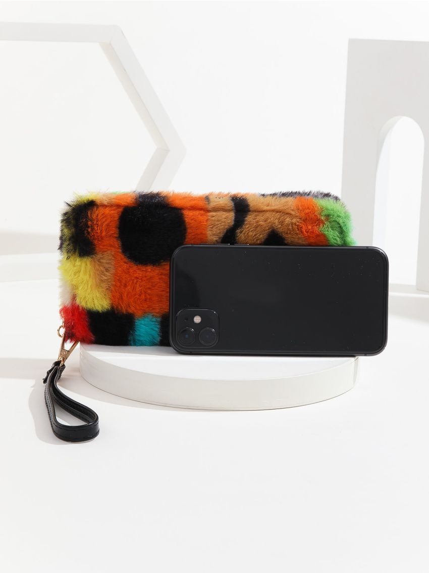 Letter Graphic Fluffy Long Wallet