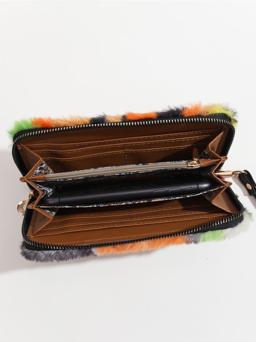 Letter Graphic Fluffy Long Wallet