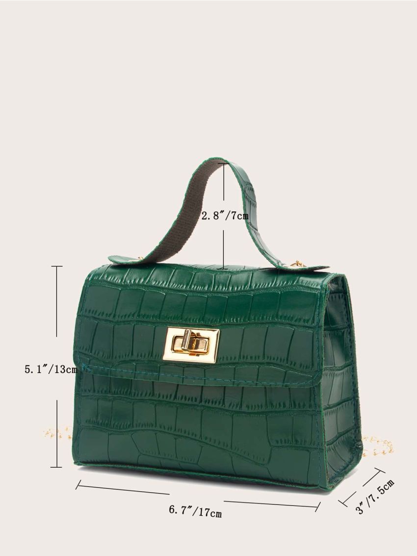 Mini Crocodile Embossed Flap Square Bag