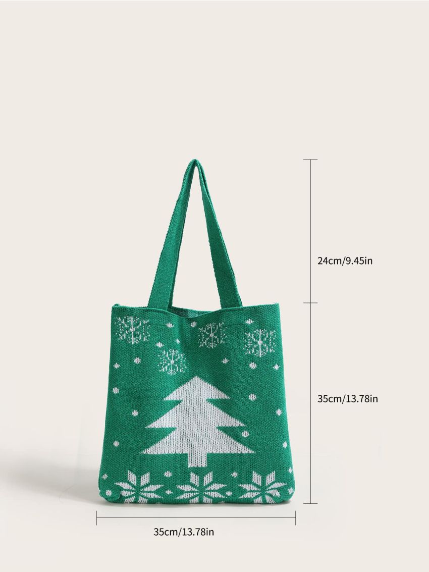 Christmas Graphic Crochet Tote Bag