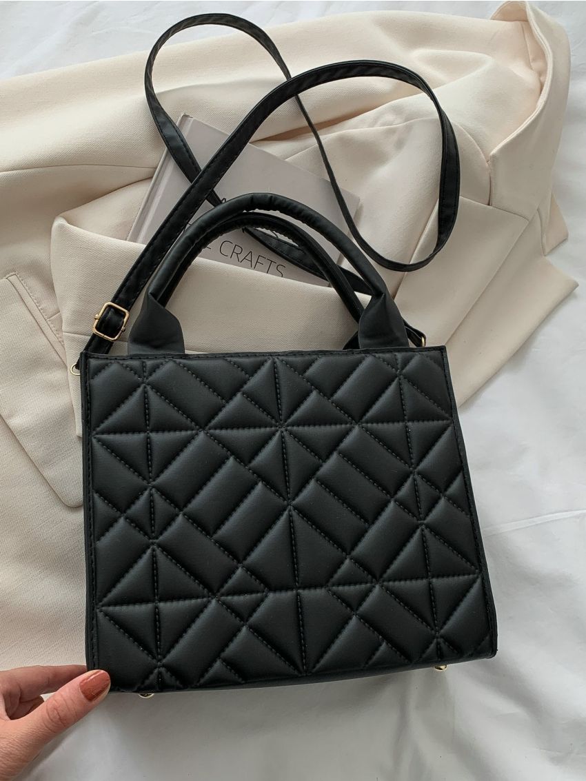 Quilted Embossed Zip Square Bag