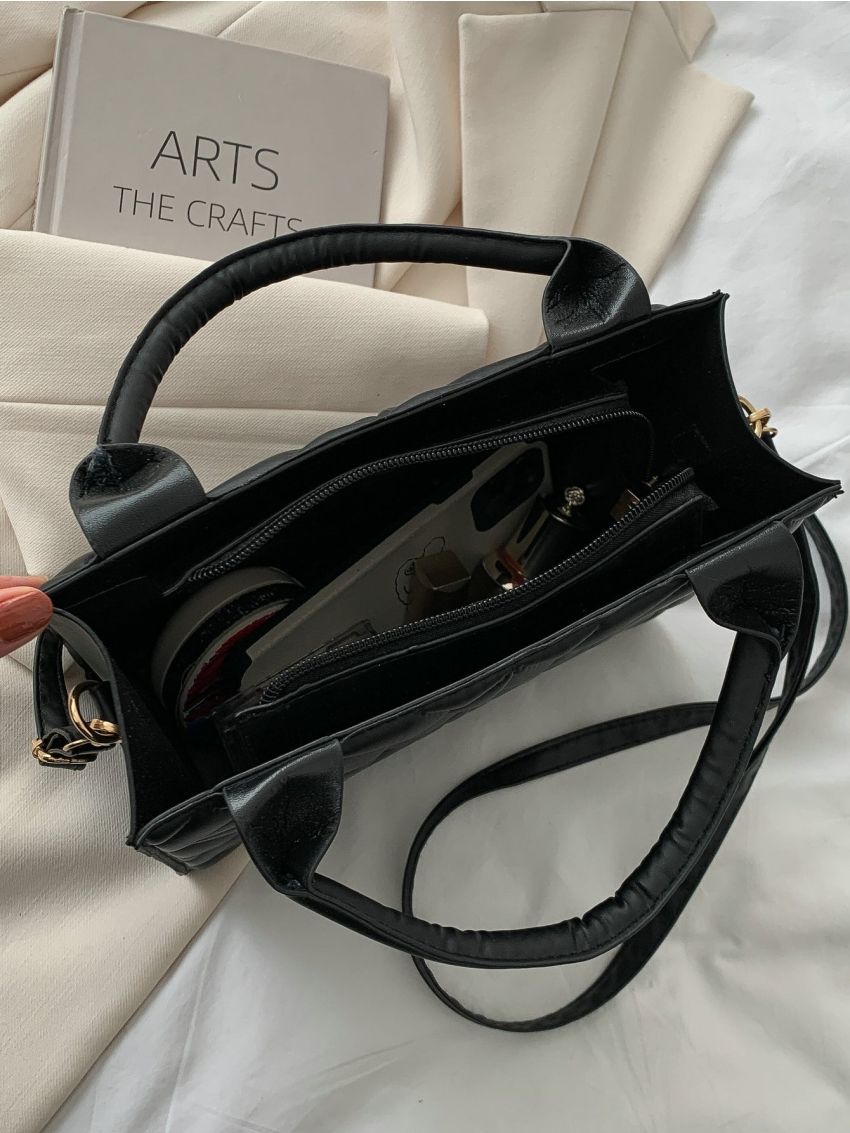 Quilted Embossed Zip Square Bag