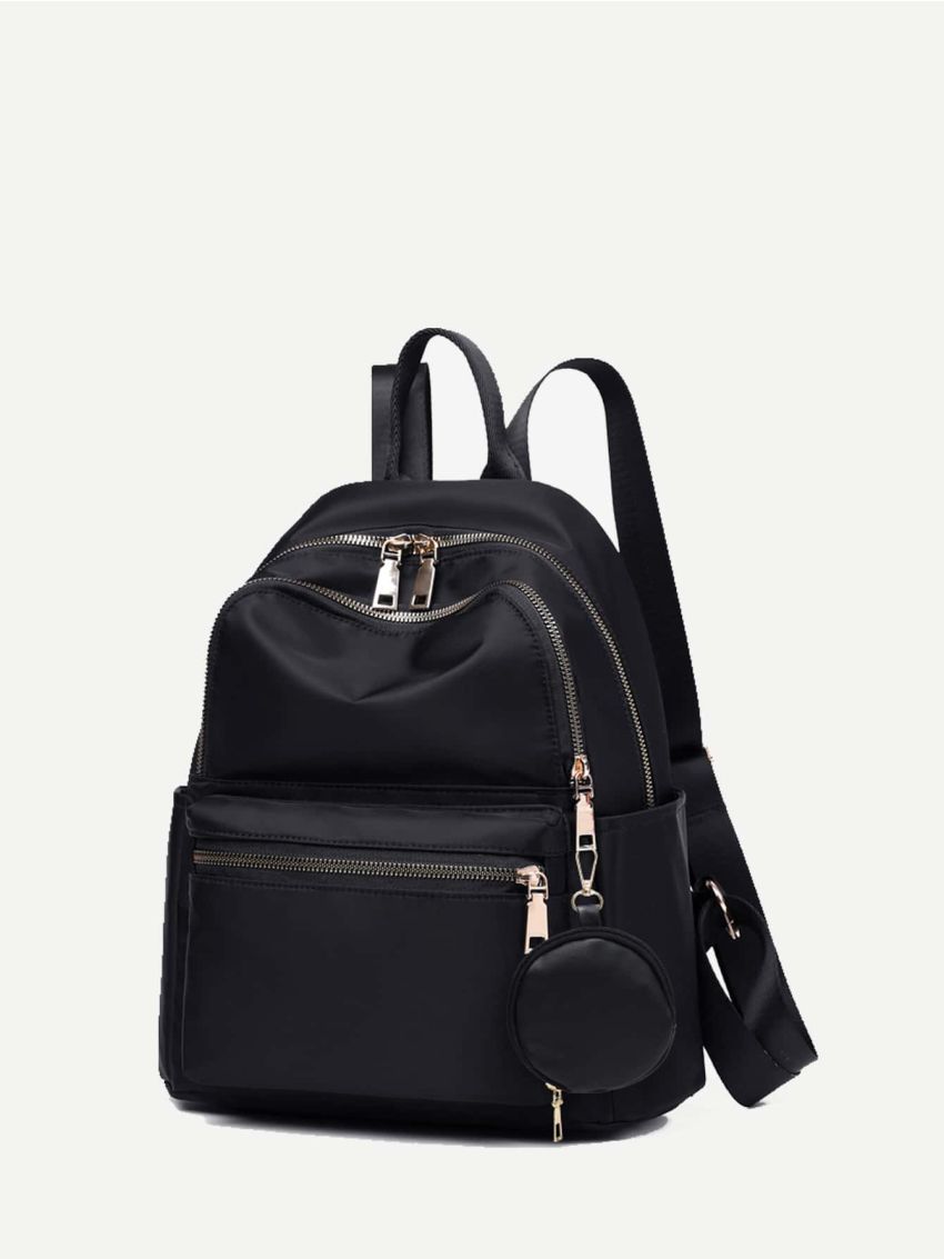 Minimalist Multi Zip Backpack With Coin Purse
