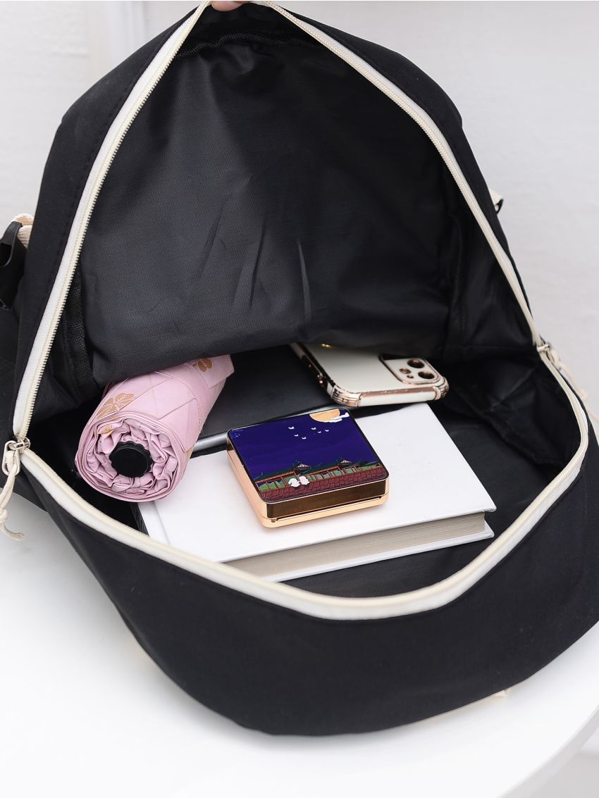 Release Buckle Decor Pocket Front Backpack