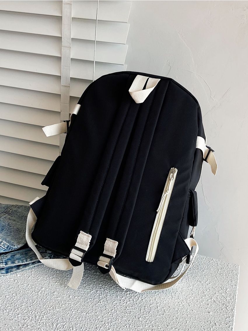 Release Buckle Decor Pocket Front Backpack
