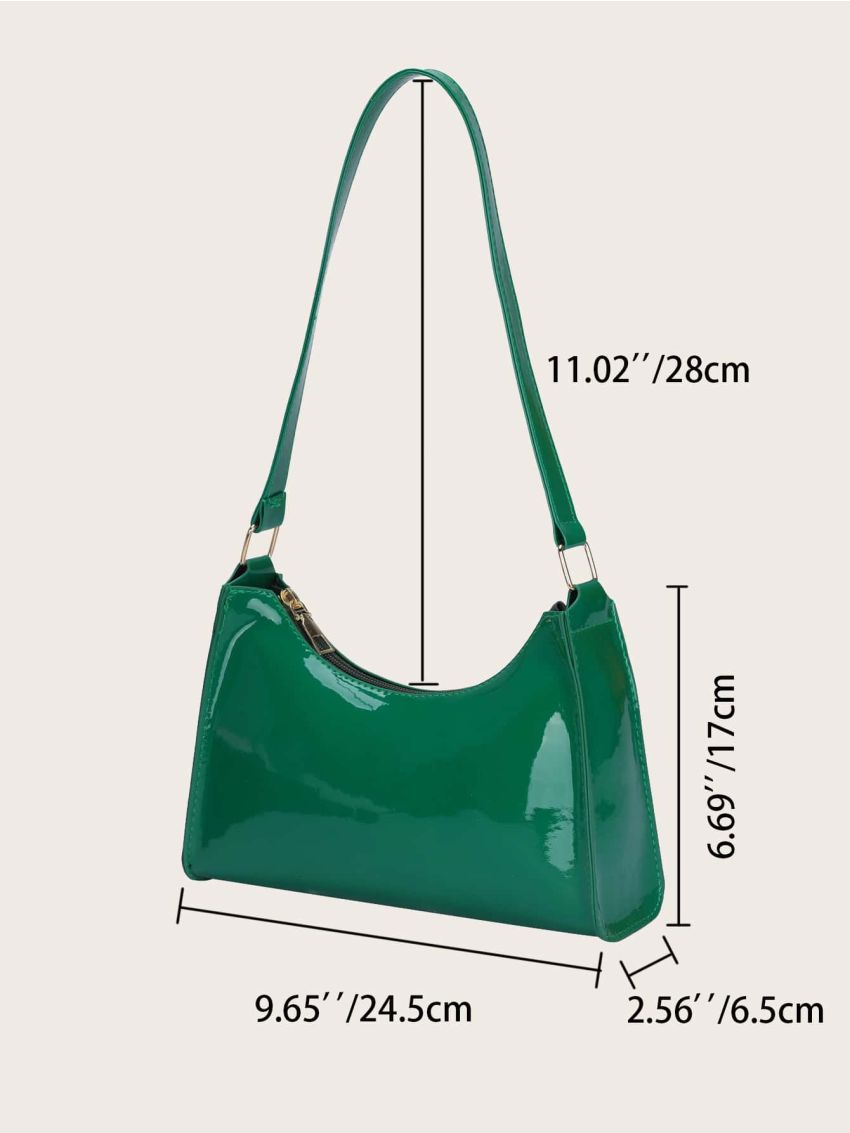 Artificial Patent Leather Baguette Bag