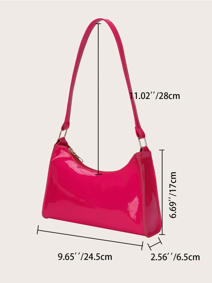 Artificial Patent Leather Baguette Bag