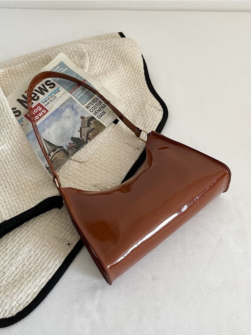 Artificial Patent Leather Square Bag