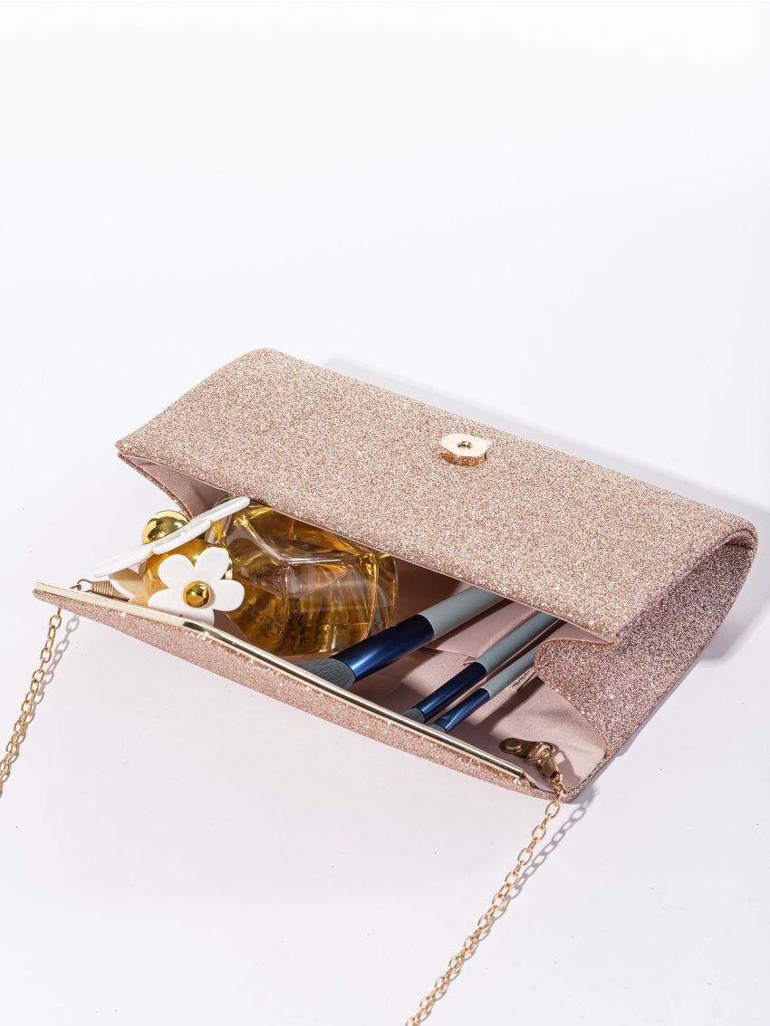 Allover Glitter Decor Chain Square Bag