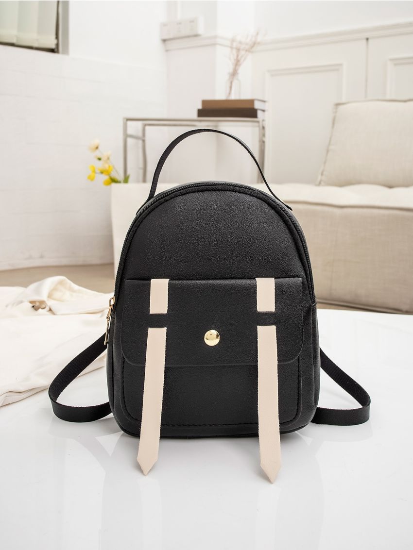 Mini Minimalist Button Decor Flap Backpack