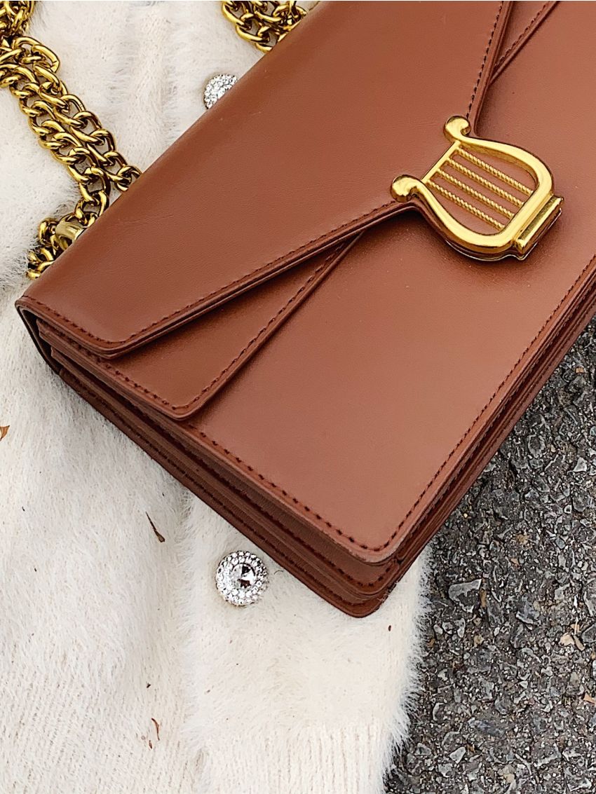 Metal Decor Flap Chain Square Bag