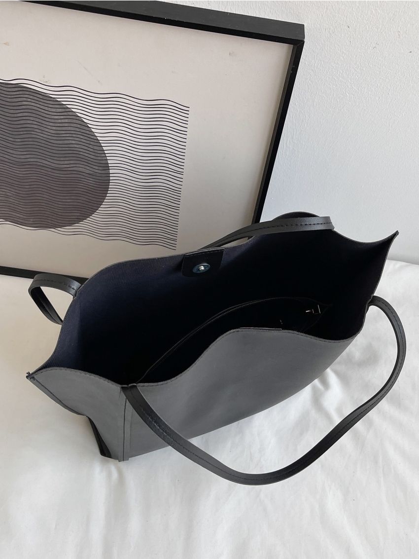 Minimalist Shoulder Tote Bag With Inner Pouch
