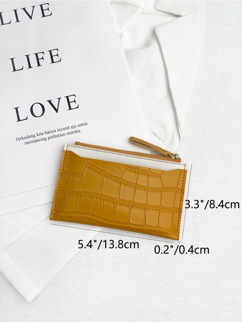 Crocodile Embossed Zip Small Wallet